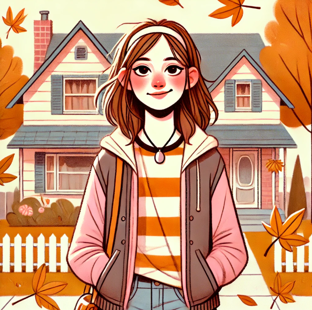 가을 낙엽 속 소녀