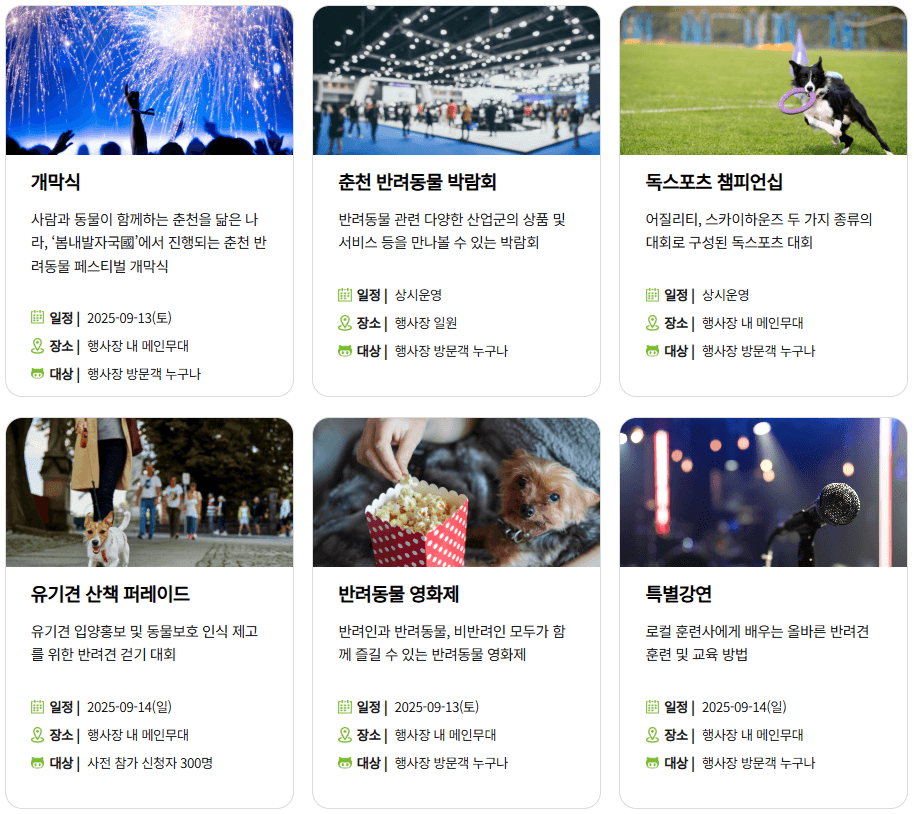 이번 주말, 반려인 필수 방문! 2025 춘천 반려동물 페스티벌 프로그램&참여 방법이번 주말, 반려인 필수 방문!