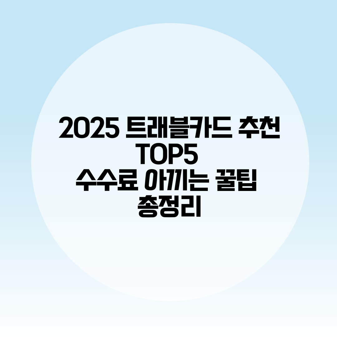 2025 트래블카드 추천 TOP5 실속사용 꿀팁