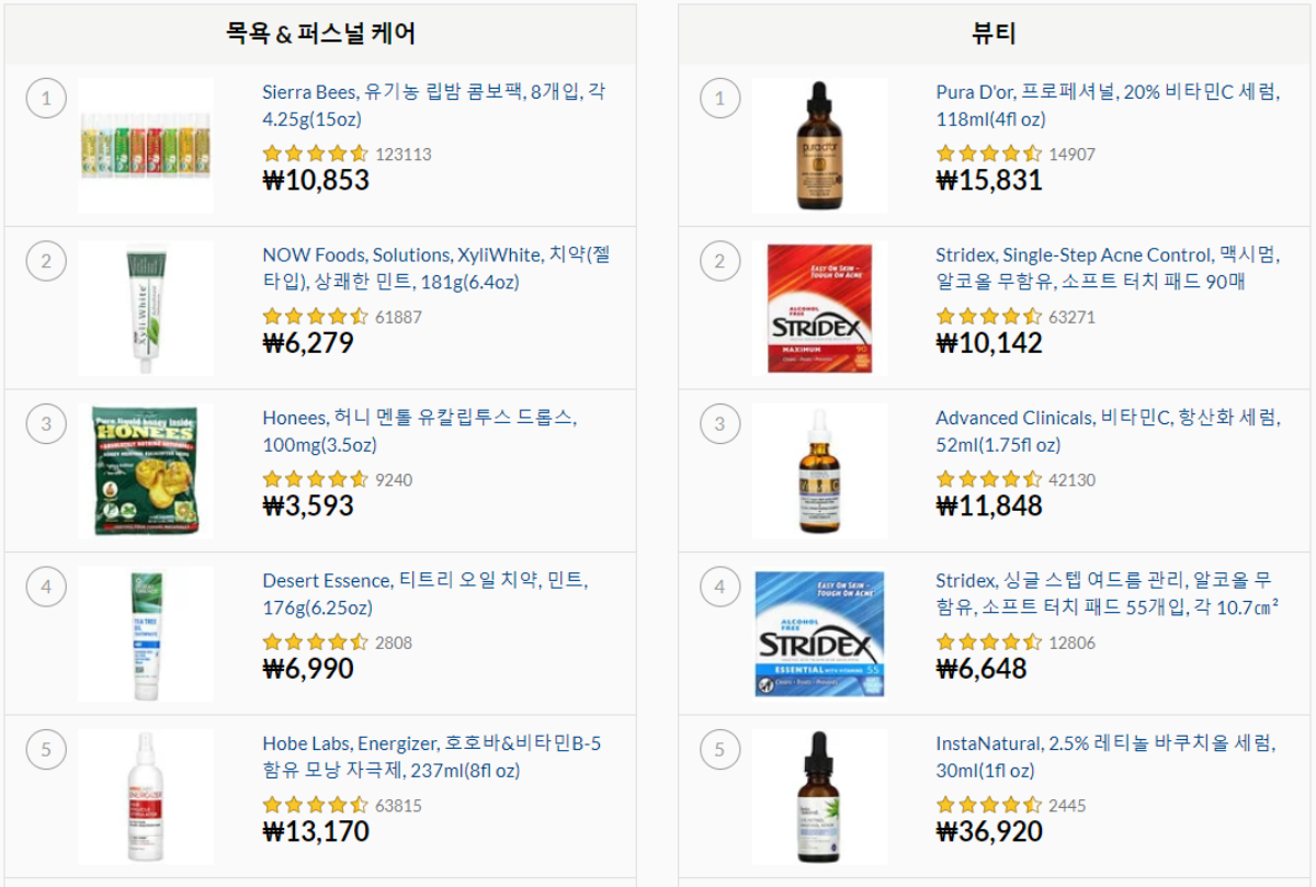 아이허브 실시간 추천템