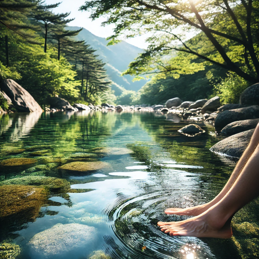맑은 물에 발을 담그는 꿈