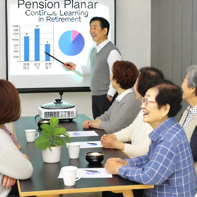 금융 세미나에 참석한 행복한 노년층의 모습