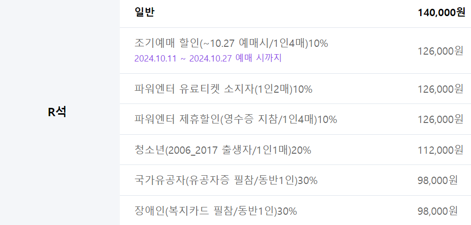 뮤지컬 명성왕후 입장료