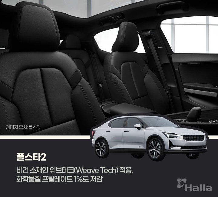 비건 소재인 위브테크를 적용한 폴스타2