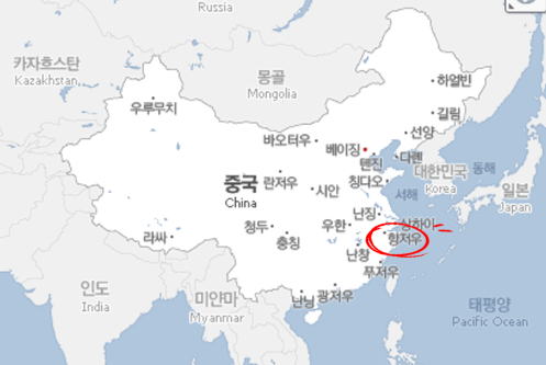 항저우 위치 지도