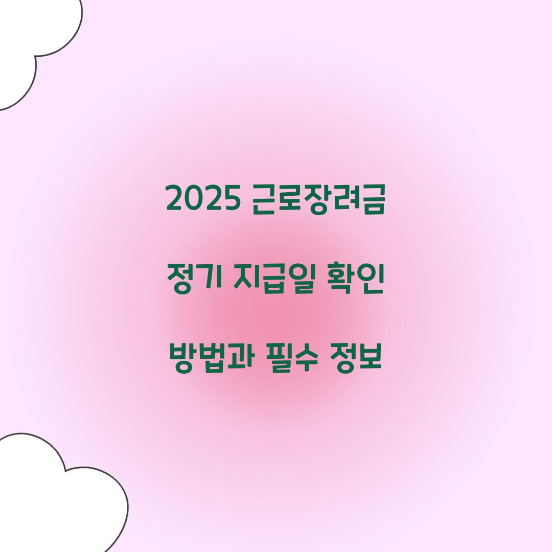 2025 근로장려금 정기 지급일