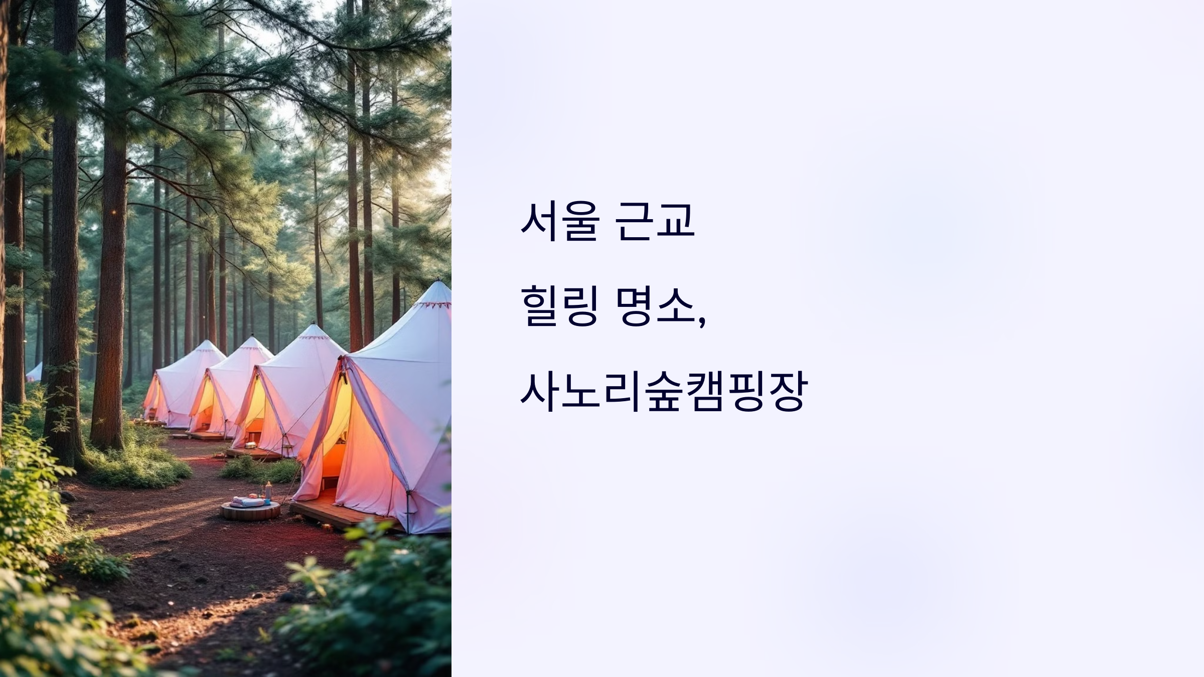 2025년 ❘ 서울 근교 힐링 명소, 사노리숲캠핑장