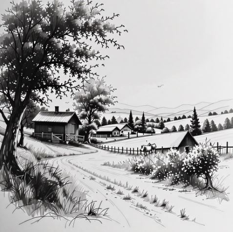 안정감을 주는 구도 연필 드로잉