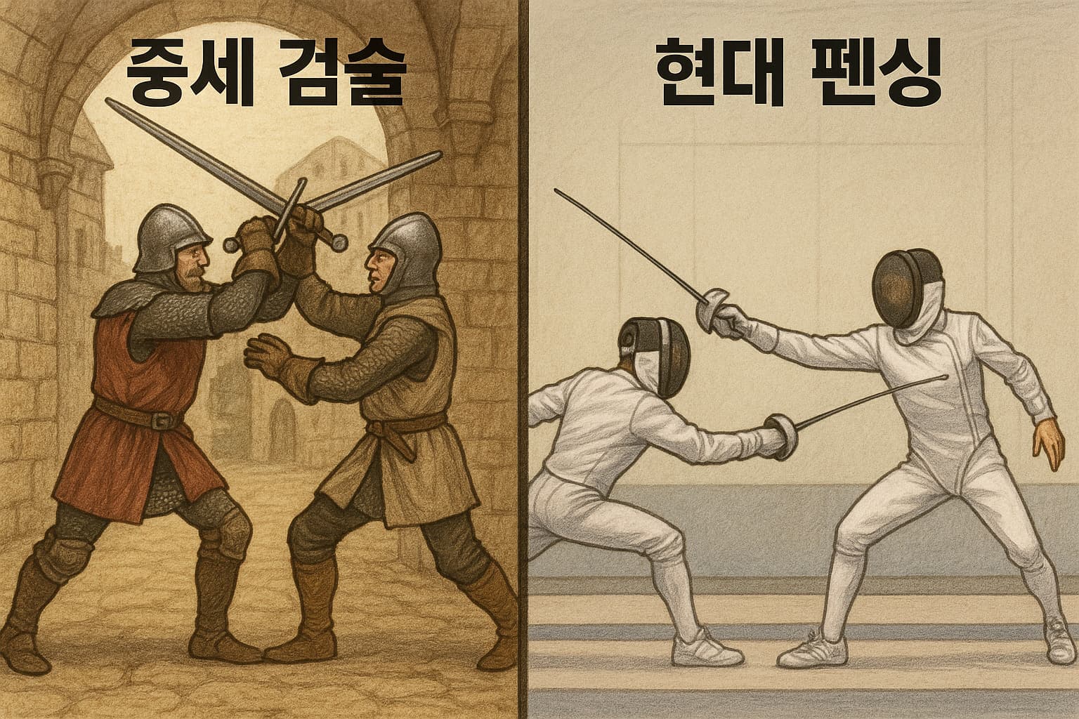 중세 유럽 검술과 현대펜싱 이미지