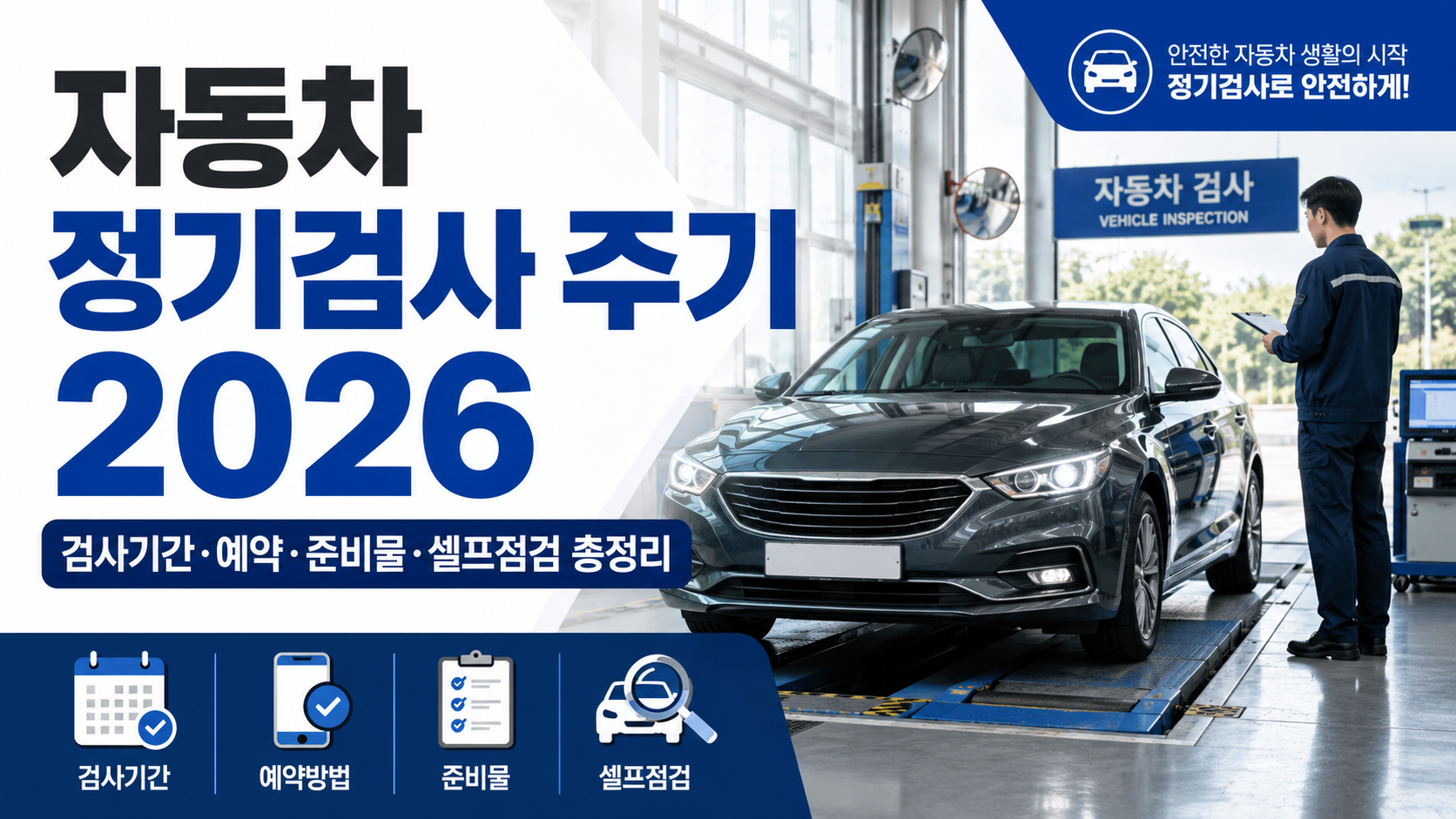 자동차 정기검사 주기 2026｜검사기간&middot;예약&middot;준비물&middot;셀프점검 총정리