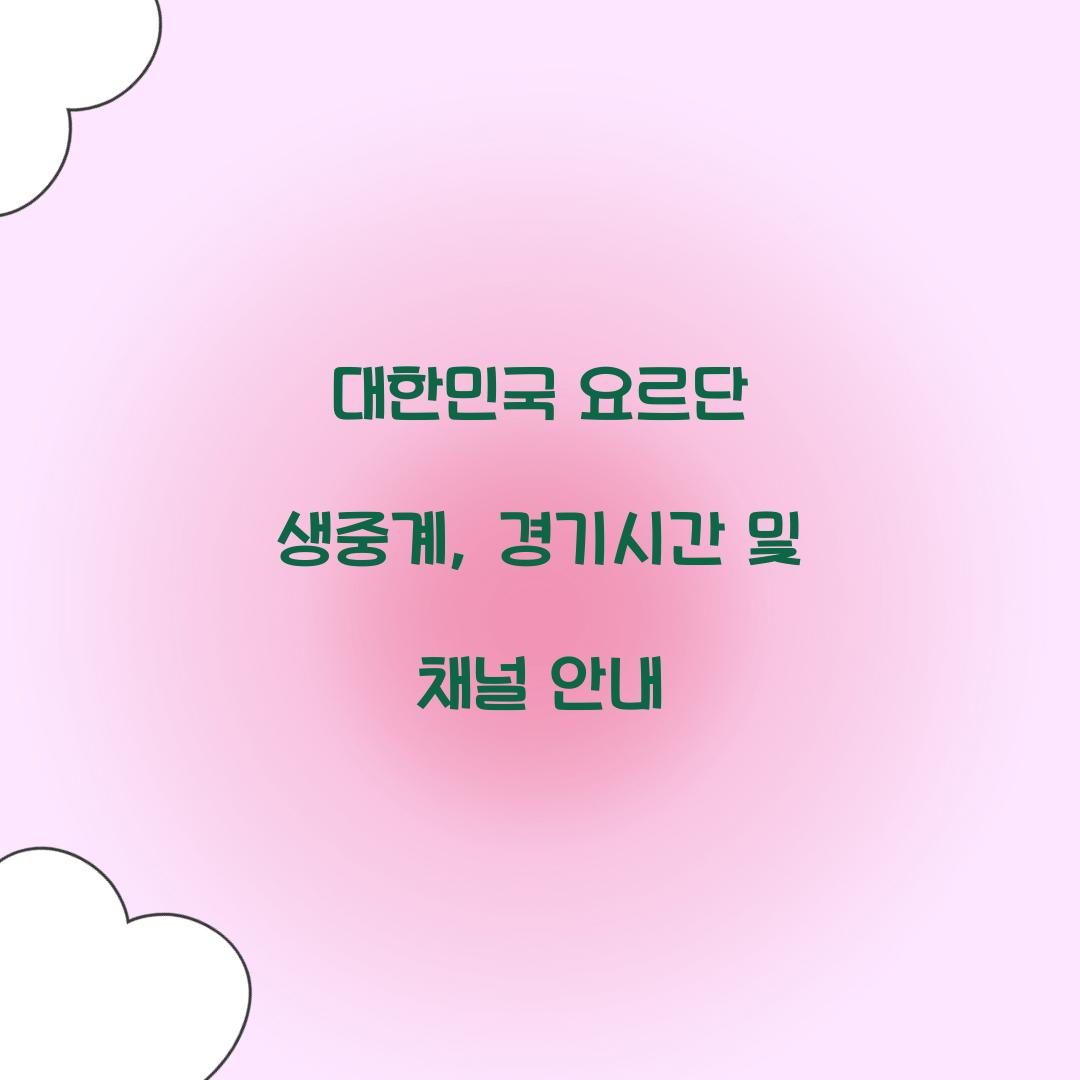 대한민국 요르단 생중계