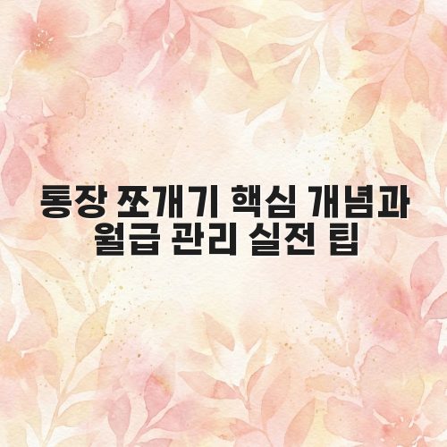 통장 쪼개기 핵심 개념과 월급 관리 실전 팁