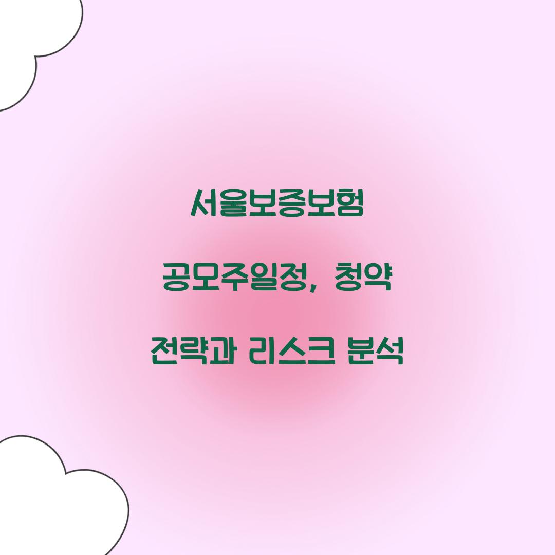 서울보증보험 공모주일정