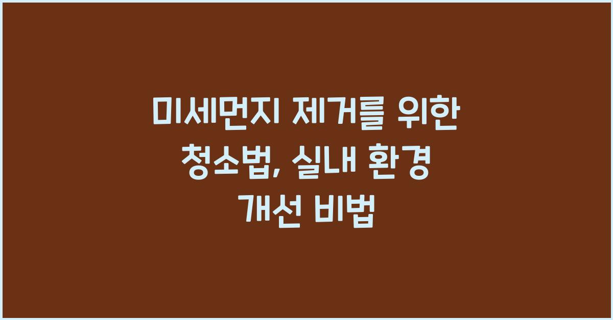 미세먼지 제거를 위한 청소법  