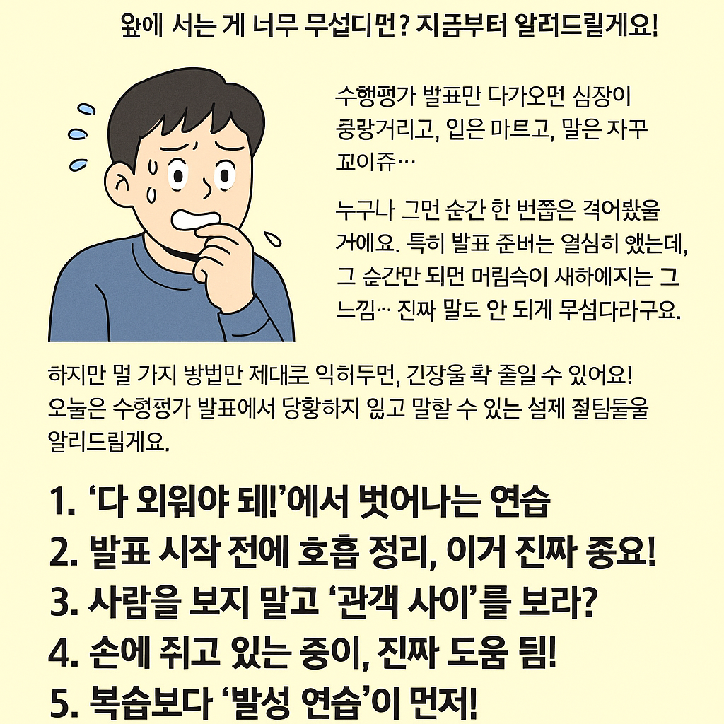 발표 날, 떨리는 그 순간! 수행평가에서 긴장하지 않고 말하는 7가지 방법