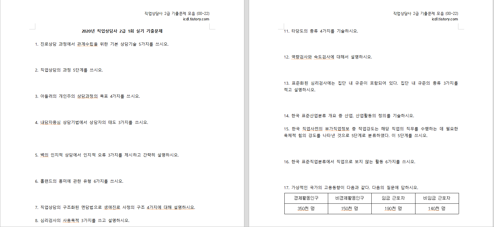 직업상담사 기출문제 모음집(2020~2022)