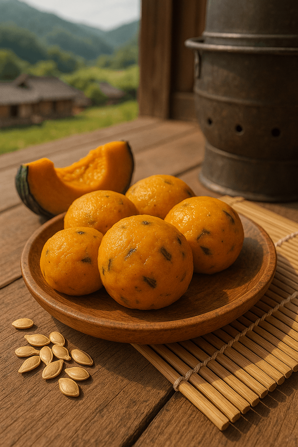 경북 청송의 껍질깎지 호박떡