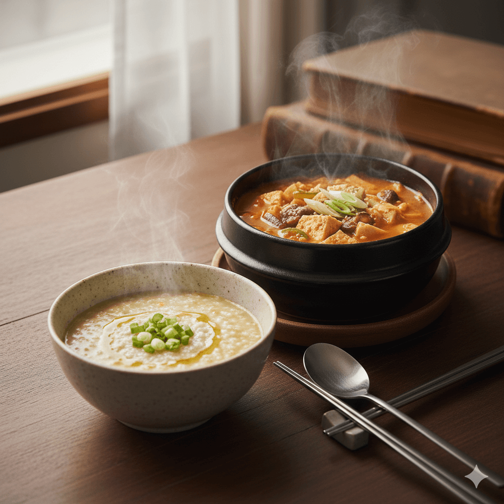 표고버섯과 채소가 들어간 따뜻한 된장국