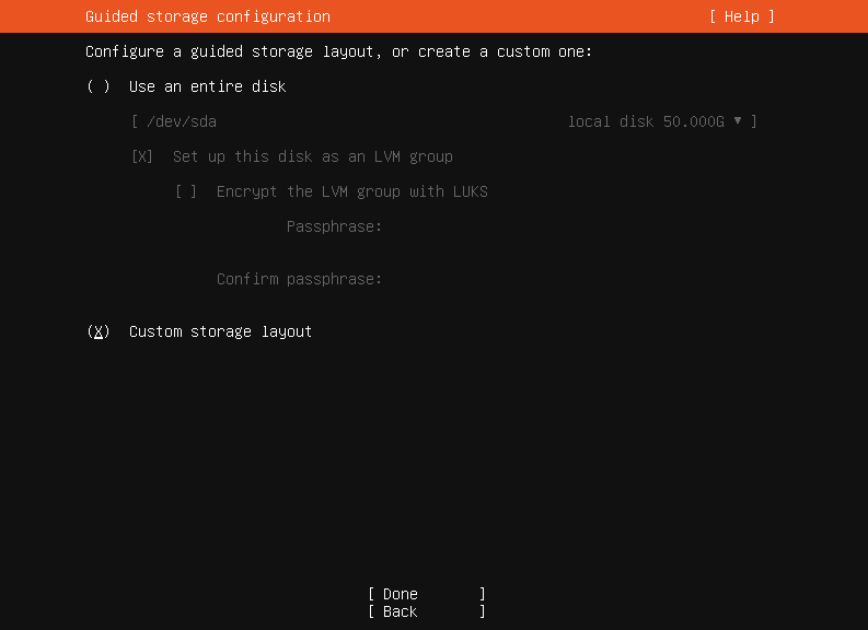 파티션 설정 방법 선택
