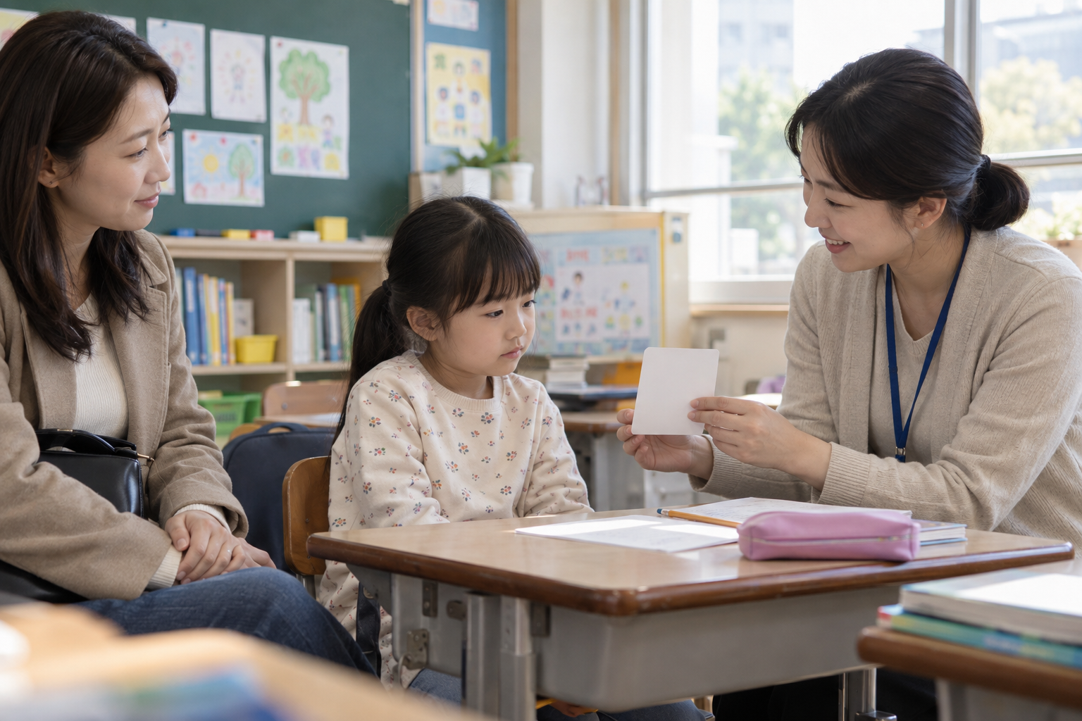 집에서는 말하지만 학교에서는 침묵할 때, 선택적 함구증 의심 아이를 돕는 순서 상황에서 부모와 아이가 필요한 정보를 함께 확인하는 실제 생활 장면