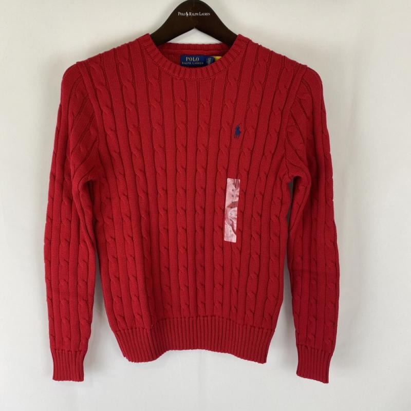 (세일가) 폴로랄프로렌 여성 꽈배기 케이블 라운드넥 니트 - 레드