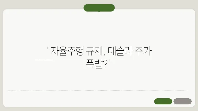 TSLA 테슬라와 자율주행: 규제와 주가의 상관관계