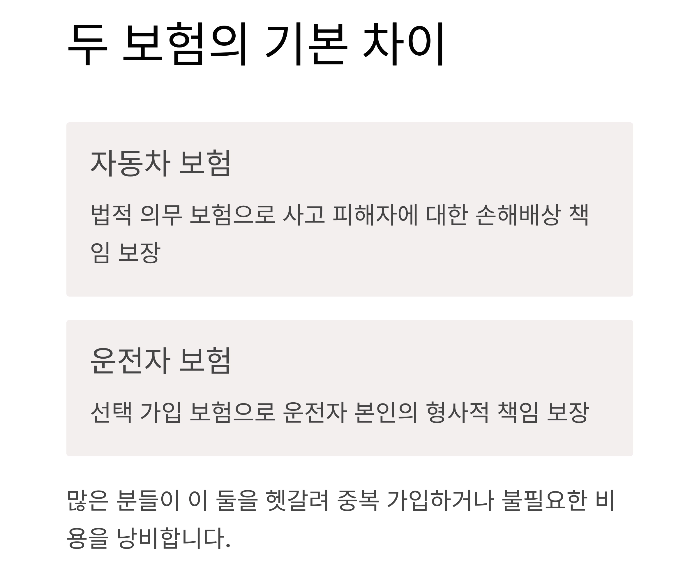 운전자 보험과 자동차 보험, 무엇이 어떻게 다를까?