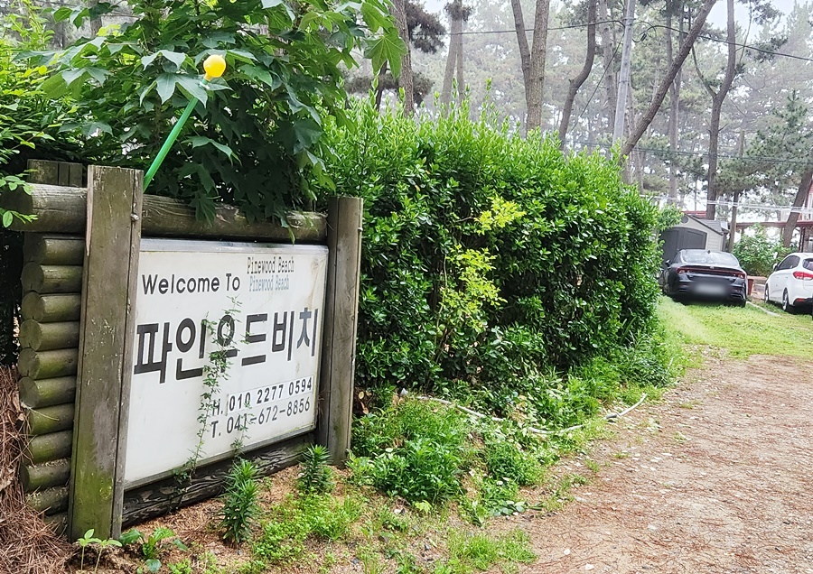 해변으로 가는길에 나오는 간판
