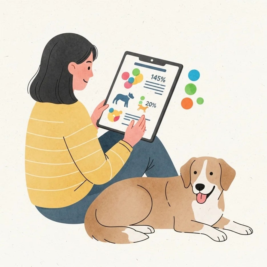 품종 검사 결과지를 보며 강아지를 이해하는 보호자