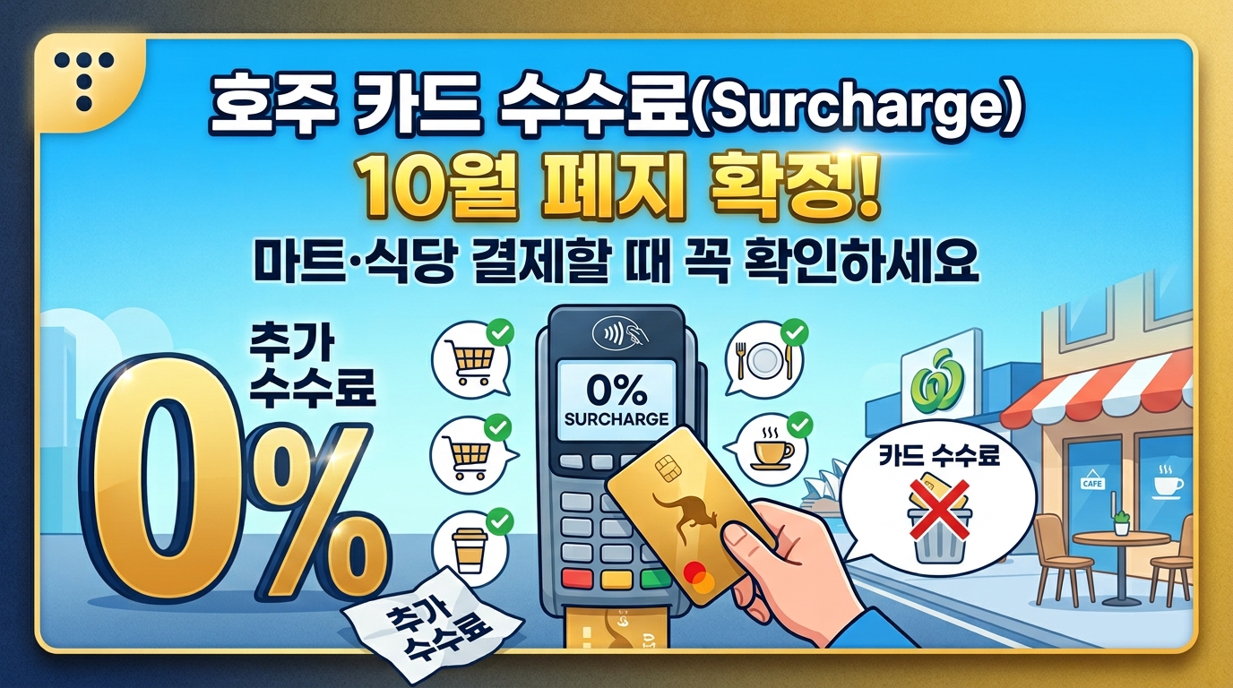 호주 카드 수수료(Surcharge) 10월 폐지 확정! 마트&middot;식당 결제할 때 꼭 확인하세요