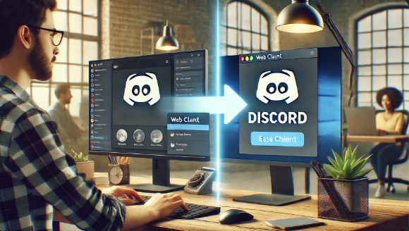 전통적인 데스크탑 앱에서 웹 클라이언트로 전환하는 컴퓨터 화면