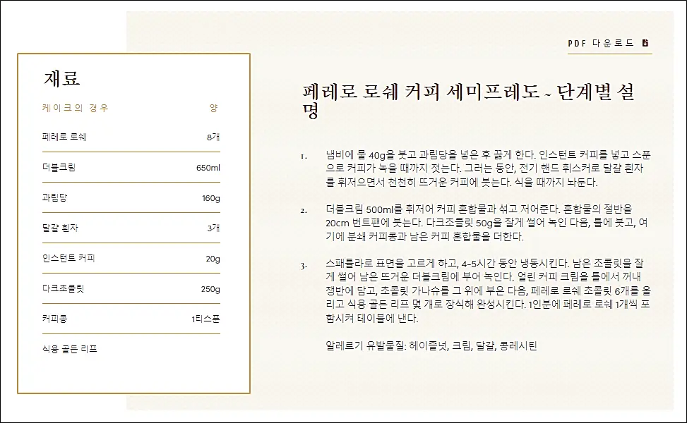 페레로 로쉐-초콜릿케이크레시피