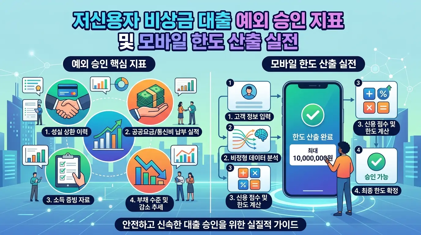 저신용자 비상금 대출 예외 승인 지표 및 모바일 한도 산출 실전