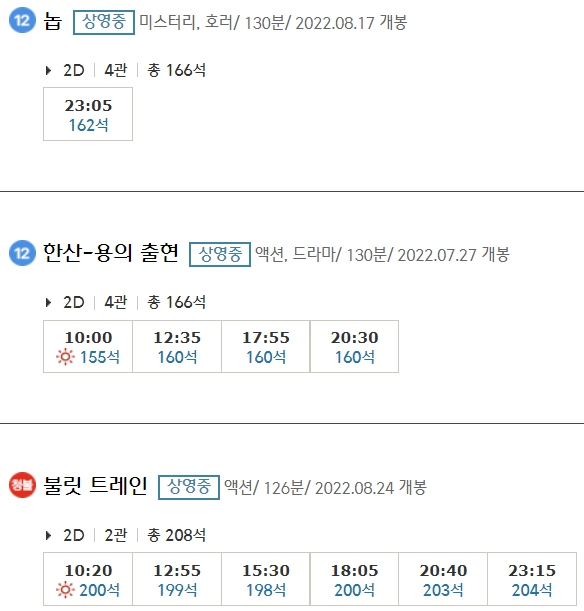대구수성 CGV 상영시간표