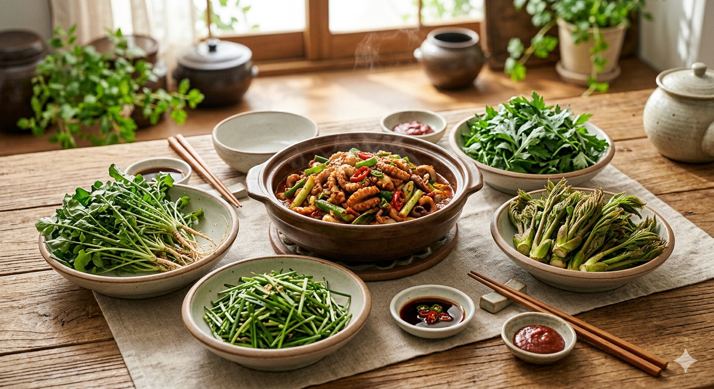 4월 제철 음식-주꾸미, 냉이, 달래, 두릅, 쑥