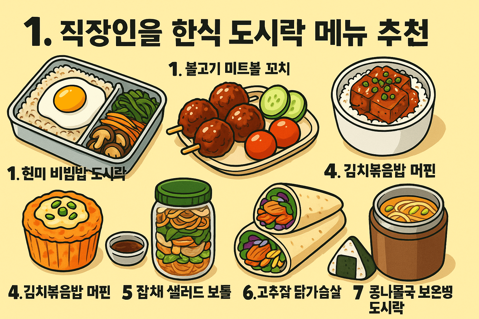 직장인을 위한 한식 도시락 메뉴 추천 7종