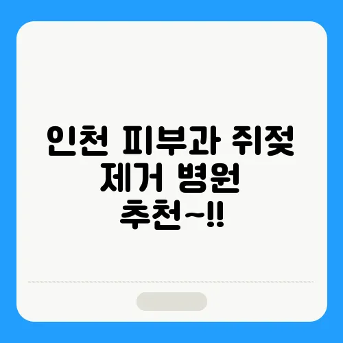 인천 피부과 쥐젖 제거 병원 추천~!!