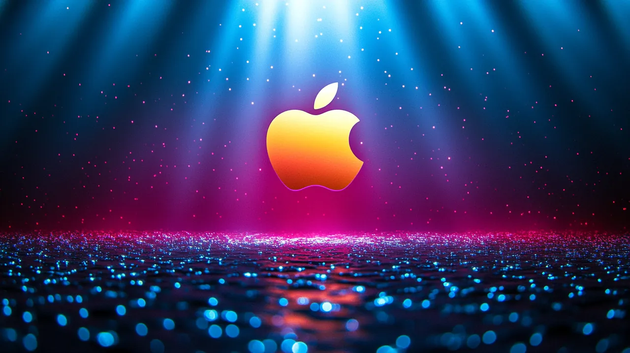 나스닥을 대표하는 애플과 아마존 등의 기업들이 기술 혁신을 주제로 한 활기찬 컨퍼런스 장면을 보여줍니다.