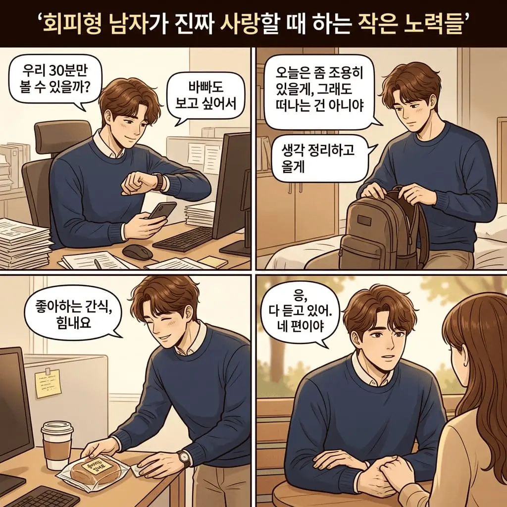 사랑에 빠졌을 때 회피형 남자의 행동들