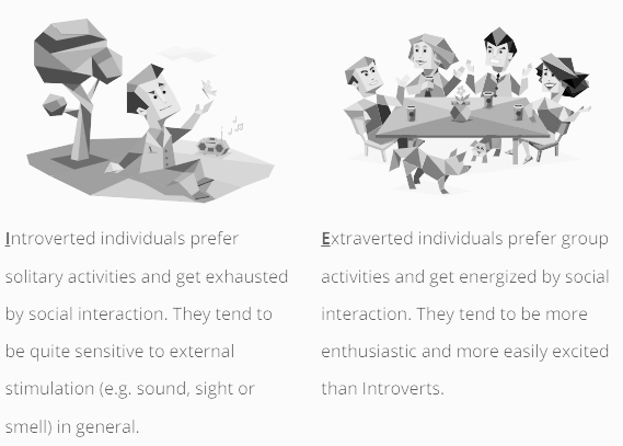 주의 초점 (외향 E - 내향 I)