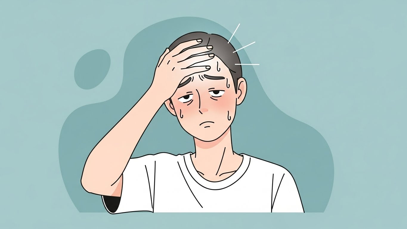 Illustration showing common COVID-19 symptoms such as fever, cough, and fatigue