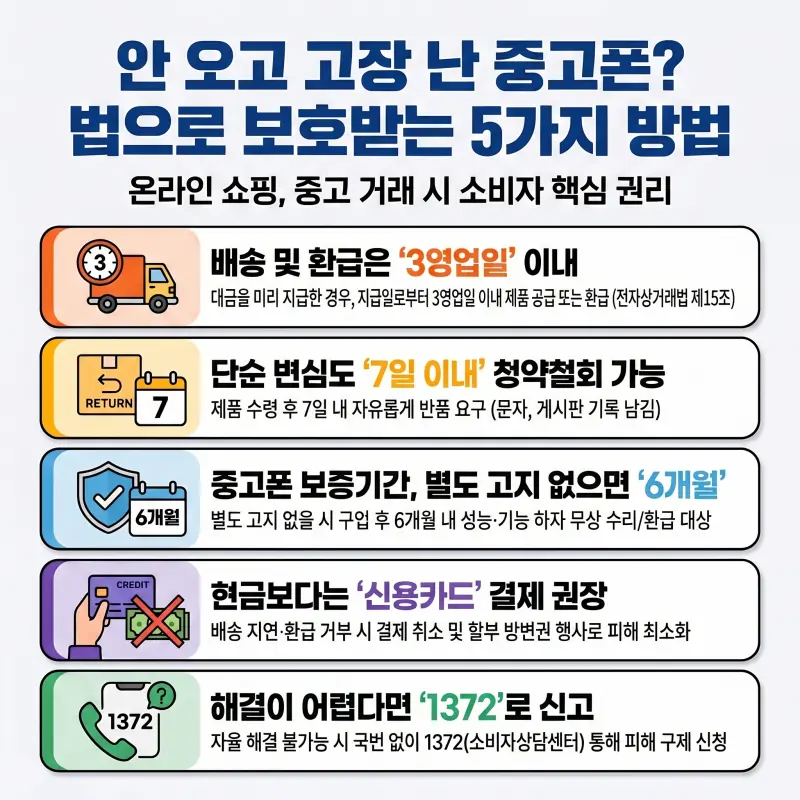 중고 스마트폰 구매 피해 발생 후 법적 보호와 신고 방법