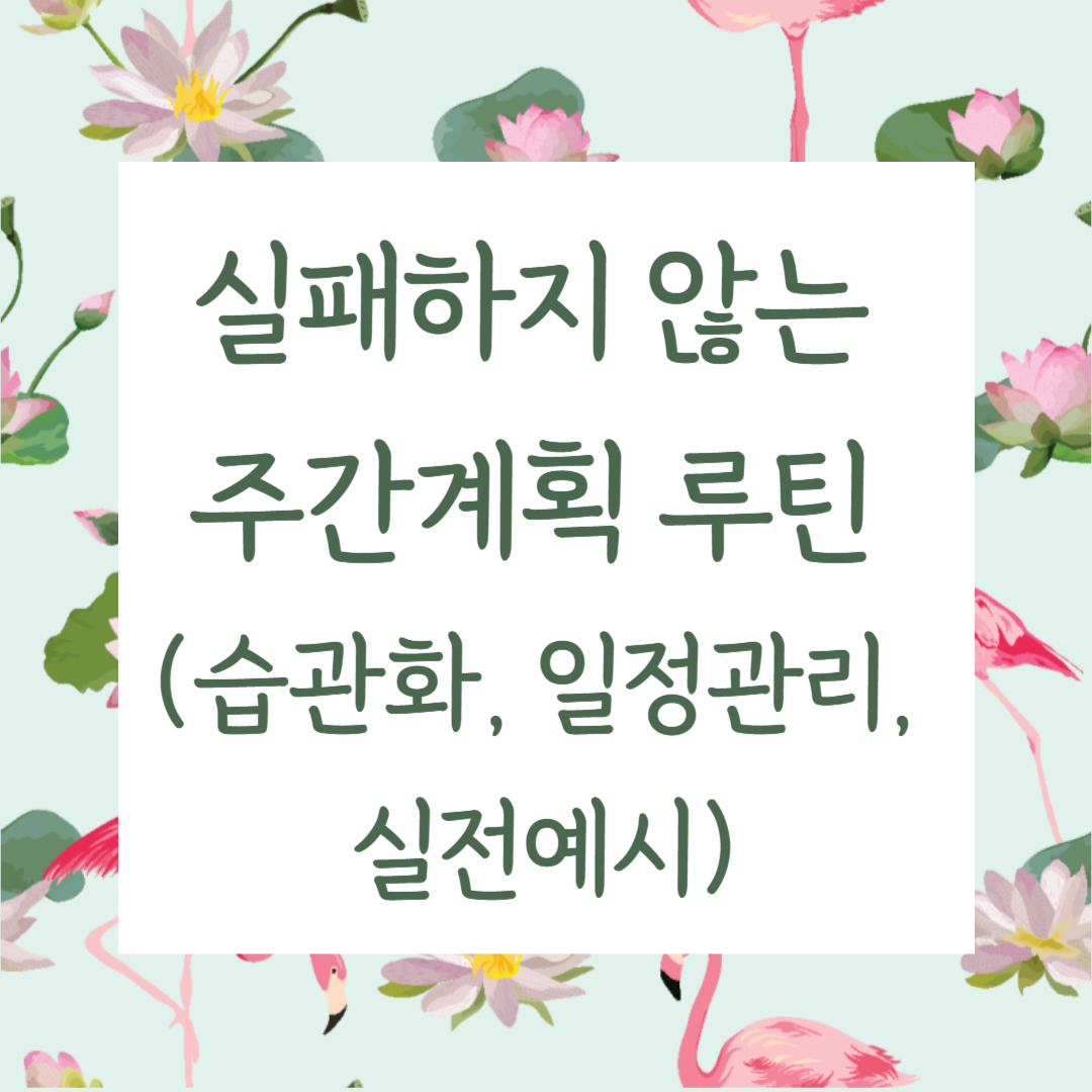 실패하지 않는 주간계획 루틴 (습관화, 일정관리, 실전예시)