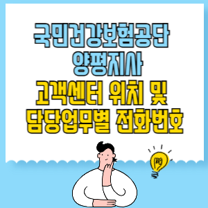 국민건강보험공단 양평지사 고객센터 위치 및 담당업무별 전화번호