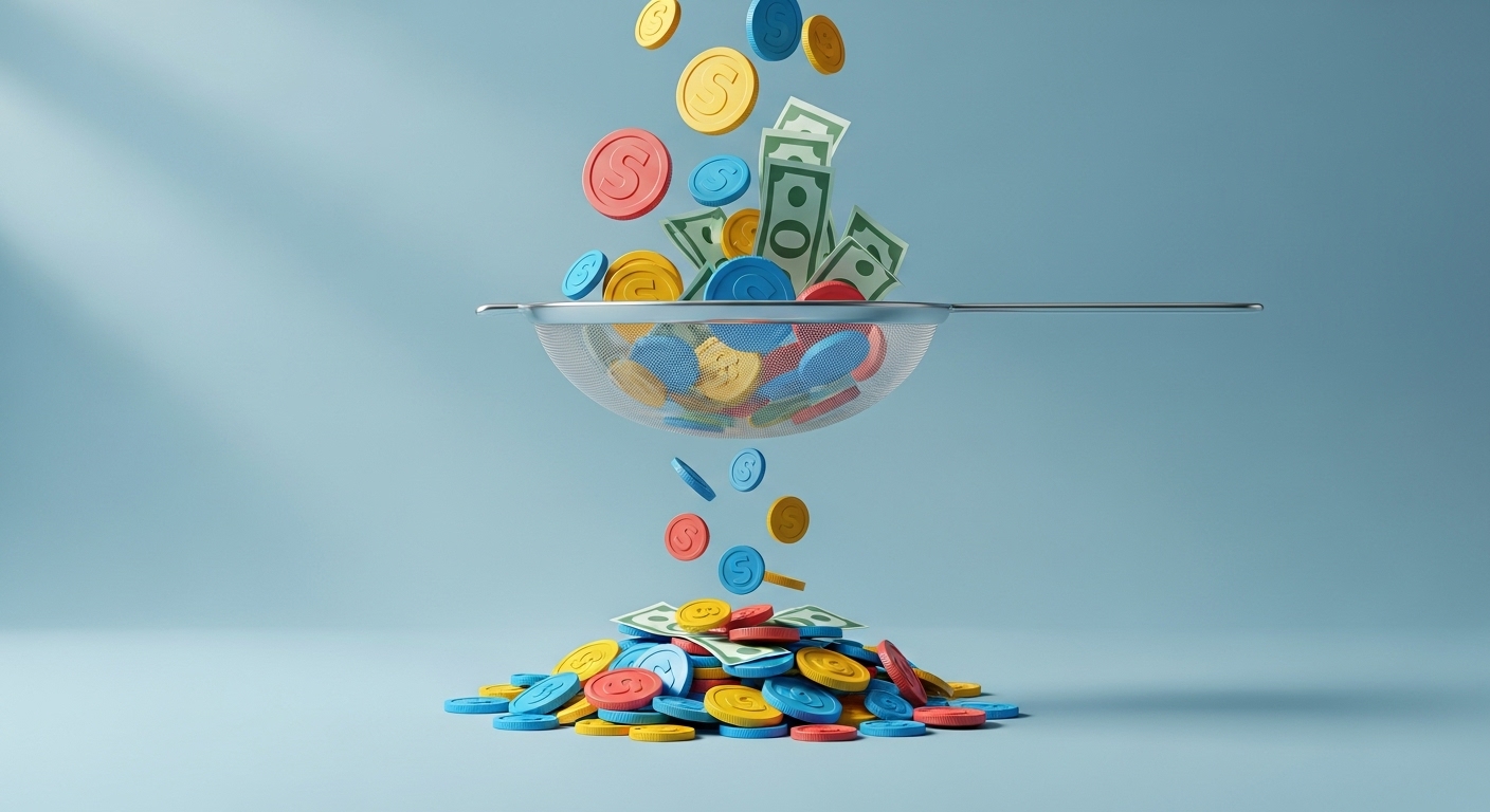 불필요한 지출을 현명하게 줄여 종잣돈을 모으는 과정을 나타내는 이미지