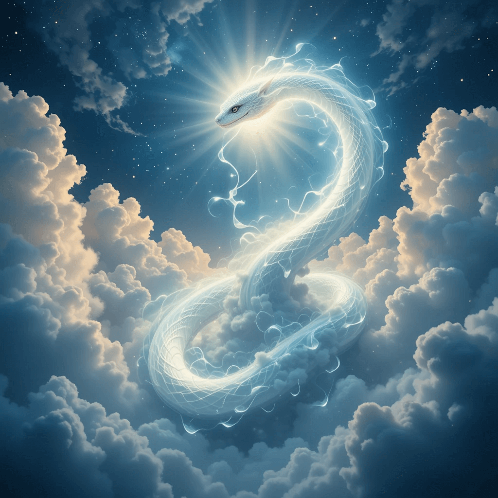 뱀이 나오는 길몽 중 금빛 흰뱀이 하늘로 올라가는 꿈