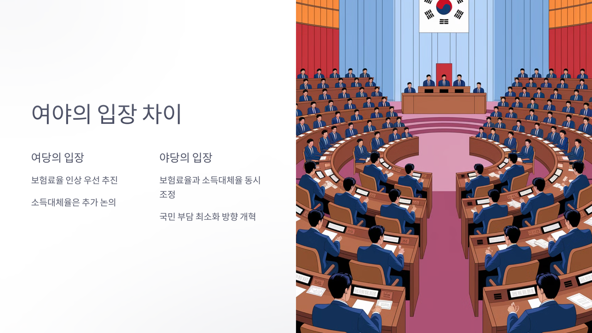 이번 국민연금 개혁안에 대해 여야의 입장이 다소 엇갈리고 있습니다.

🔹 여당의 입장

보험료율 인상을 우선 추진
소득대체율 조정과 연금 구조 개편은 연금특별위원회에서 추가 논의
🔹 야당의 입장

보험료율과 소득대체율을 동시에 조정해야 함
국민 부담 증가를 최소화하는 방향으로 개혁해야 한다고 주장
👉 결국, 연금 재정 안정성과 국민 부담 간의 균형이 핵심 쟁점이 되고 있습니다.