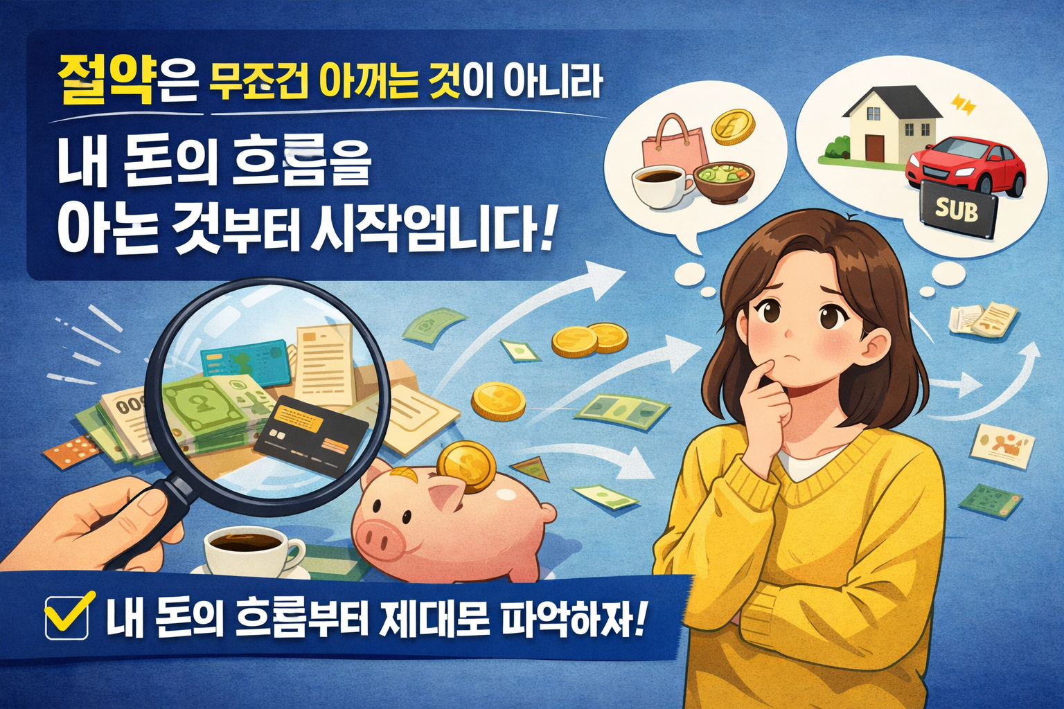 절약은 무조건 아끼는 것이 아니라 내 돈의 흐름을 아는 것부터 시작합니다