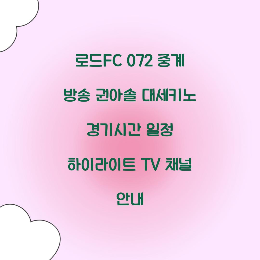 로드fc 072 중계 방송