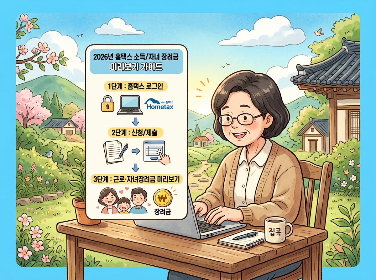 홈택스 자녀장려금 장려금 미리보기 조회 방법 인포그래픽